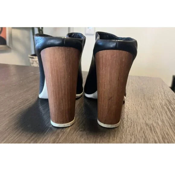 VINCE LEATHER OPEN TOE WOODEN HEEL BOOTIE 9.5 - Picture 3 of 6